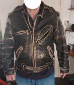 Leren motorjas, mt 54, oldlook., Motoren, Ophalen, Tweedehands, Jas | leer