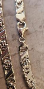 Prachtige platte nieuwe Koningsketting met zirkonia steen, Ophalen of Verzenden, Nieuw, Zilver, Zilver