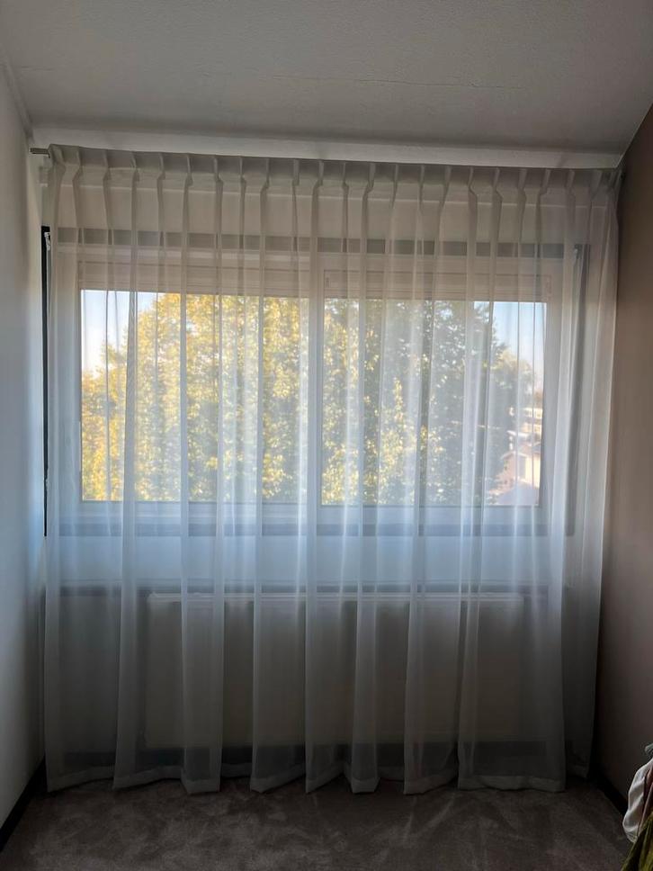 Witte Overgordijnen, Huis en Inrichting, Stoffering | Gordijnen en Lamellen, Zo goed als nieuw, 200 cm of meer, Wit, Ophalen of Verzenden