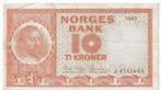 Noorwegen, 10 Kronen, 1967, Postzegels en Munten, Bankbiljetten | Europa | Niet-Eurobiljetten, Los biljet, Ophalen of Verzenden