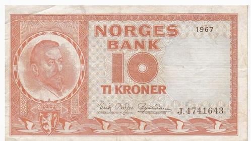 Noorwegen, 10 Kronen, 1967, Postzegels en Munten, Bankbiljetten | Europa | Niet-Eurobiljetten, Los biljet, Overige landen, Ophalen of Verzenden