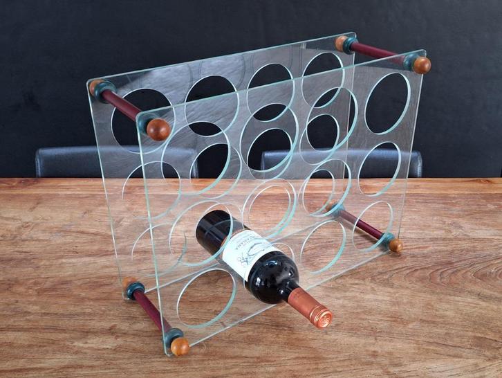vintage design Memphis Milano style wijnrek voor 12 flessen, Huis en Inrichting, Woonaccessoires | Wijnrekken, Gebruikt, Minder dan 50 cm
