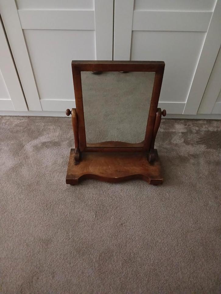 Antieke Mahonie Kapspiegel, Antiek en Kunst, Antiek | Spiegels, Minder dan 50 cm, Minder dan 100 cm, Rechthoekig, Ophalen of Verzenden