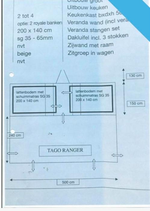 Gerjak tago ranger, Caravans en Kamperen, Tenten, tot en met 4, Gebruikt, Ophalen of Verzenden