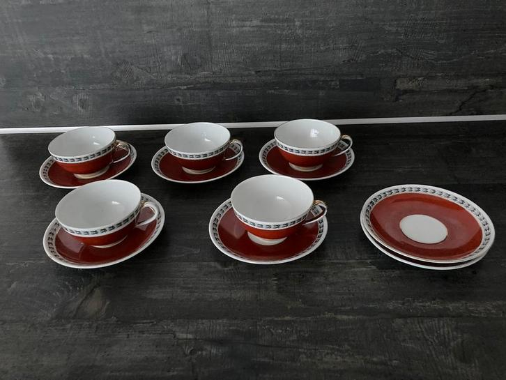 5 kop en schotels | Victoria China Czechoslovakia, Antiek en Kunst, Antiek | Servies los, Ophalen of Verzenden