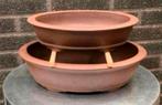 Bonsai schalen set van twee handgemaakt gemerkt aardewerk, Nieuw, Ophalen of Verzenden, Minder dan 25 cm, Overige vormen