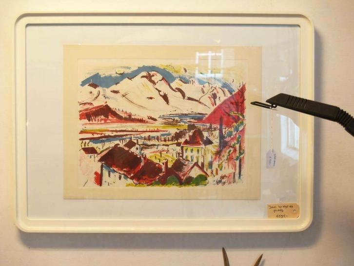 Jan Wiegers gemengde techniek Groninger Ploeg Davos, Antiek en Kunst, Kunst | Litho's en Zeefdrukken, Ophalen of Verzenden
