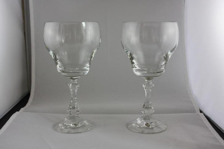 2 Kristallen wijnbokalen met mooie klank, puntgaaf, Antiek en Kunst, Antiek | Glas en Kristal, Ophalen of Verzenden
