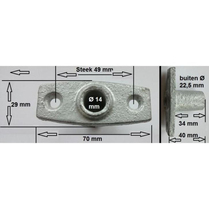 35514 Verzinkte roeidolhouder (inbouw). € 3,95, Watersport en Boten, Accessoires en Onderhoud, Nieuw, Overige typen, Ophalen of Verzenden