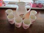 Melk/sap set van JET. kan+6 bekers., Huis en Inrichting, Keuken | Servies, Ophalen of Verzenden, Zo goed als nieuw, Aardewerk