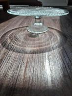 Kleinere glazen taartschaal op voet, Ophalen of Verzenden, Gebruikt