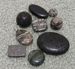 DB37 Kralenset zwart grijze edelsteen o.a. jaspis, vulkaanst, Verzenden, Nieuw, Kraal