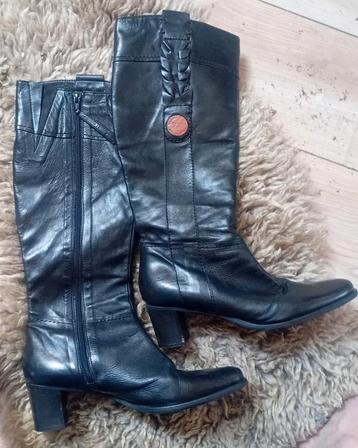 Hoge zwarte leren laarzen met hak & rits Valmy Moda maat 40 beschikbaar voor biedingen