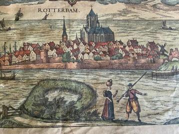 Antieke Ets/Prent Rotterdam - 18e Eeuw - 52,5x22cm beschikbaar voor biedingen