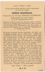 Petrus Bouwman 1892 Wervershoof + 1945 Amsterdam, 53 jr, Verzamelen, Bidprentjes en Rouwkaarten, Verzenden