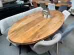 Magazijn Leegverkoop Eettafel ovaal mangohout matrix zwart, Huis en Inrichting, Tafels | Eettafels, Nieuw, Vijf personen of meer