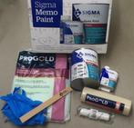 Set. Sigma 2.-K memo paint 0,8 ltr incl. rollers afdekzeil., Wit, Nieuw, Ophalen of Verzenden, Verf