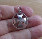 zilveren hanger dubbel Maltezer kruis [641], Overige materialen, Verzenden, Zo goed als nieuw, Kruis of Symbool