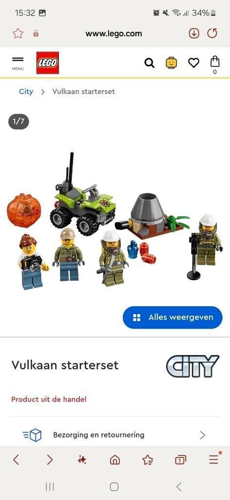 Lego city vulkaan set 60120/60122, Kinderen en Baby's, Speelgoed | Duplo en Lego, Zo goed als nieuw, Lego, Complete set, Ophalen of Verzenden