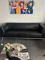 Zwart leren bank . Montel, Huis en Inrichting, Ophalen, Gebruikt, Driepersoons, Rechte bank