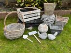 Leuke tuin spulletjes planten bakjes mandjes, Tuin en Terras, Bloembakken en Plantenbakken, Tuin, Gebruikt, Minder dan 30 cm, Ophalen of Verzenden