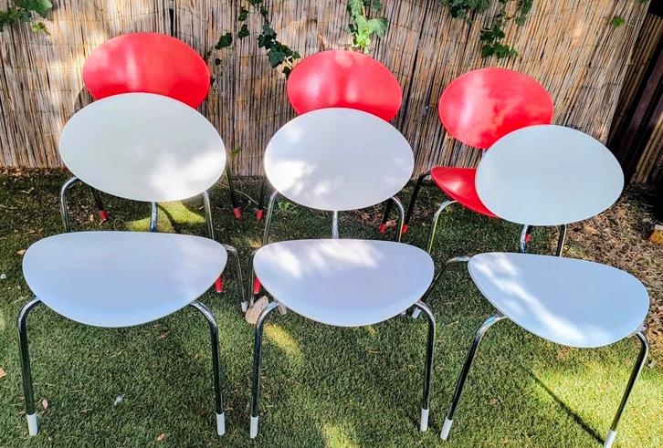 6 originele Mosquito stoelen van Elmar Flötotto, Huis en Inrichting, Stoelen, Zo goed als nieuw, Wit, Ophalen of Verzenden