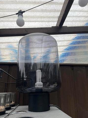 Tafellamp met Smokey Glas beschikbaar voor biedingen