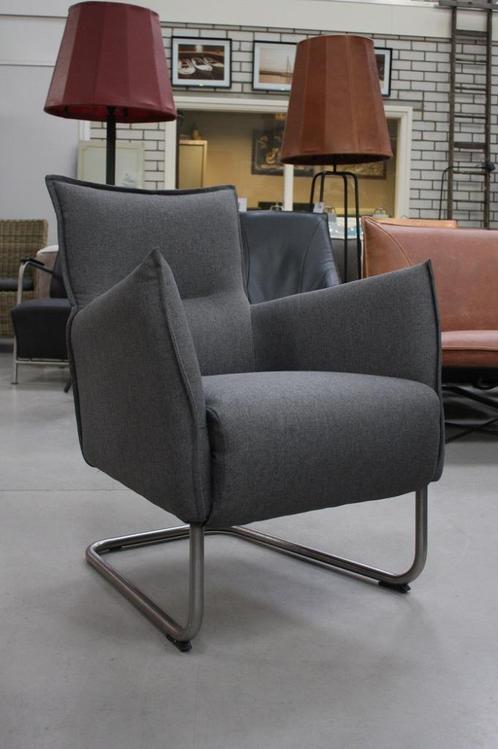 3x luxe fauteuil Aron Jess Design sledestoel stof antraciet, Huis en Inrichting, Fauteuils, Nieuw, Metaal, Stof, 50 tot 75 cm