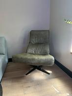 Groen leren Fauteuil met Metalen Frame, Huis en Inrichting, Fauteuils, Ophalen, Minder dan 75 cm, Zo goed als nieuw, Metaal