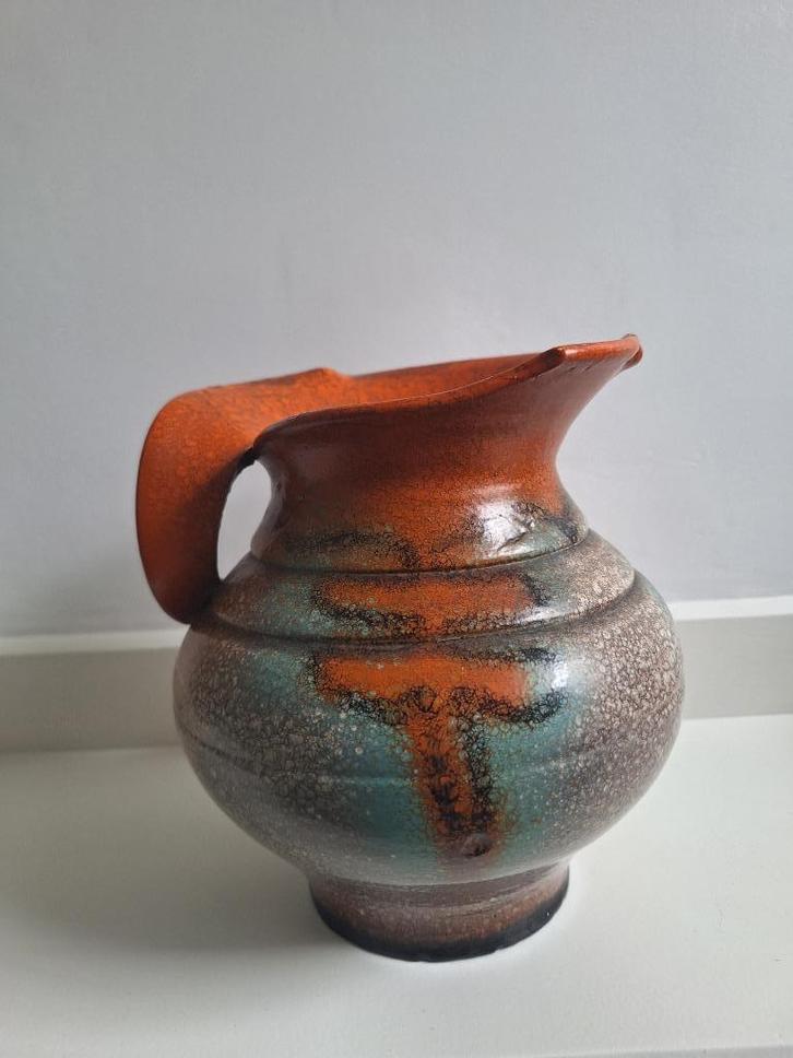 Vintage kan met veelkleurig mat glazuur, Antiek en Kunst, Antiek | Keramiek en Aardewerk, Ophalen of Verzenden