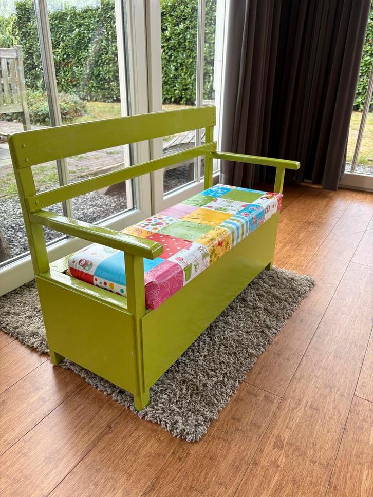 Houten Schoolbankje met Opbergruimte, Antiek en Kunst, Antiek | Meubels | Stoelen en Banken, Ophalen