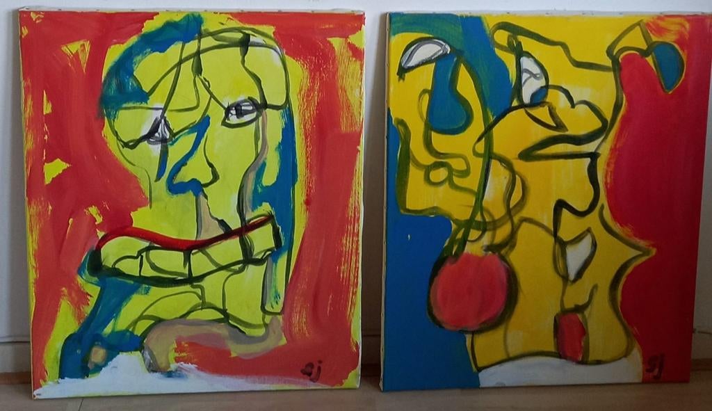 2 vastenavend / carnavals schilderijen, Antiek en Kunst, Ophalen of Verzenden