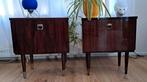 2 Vintage nachtkastjes mid century/retro palissander o.a. DK, Gebruikt, Ophalen of Verzenden, 45 tot 65 cm, Minder dan 55 cm