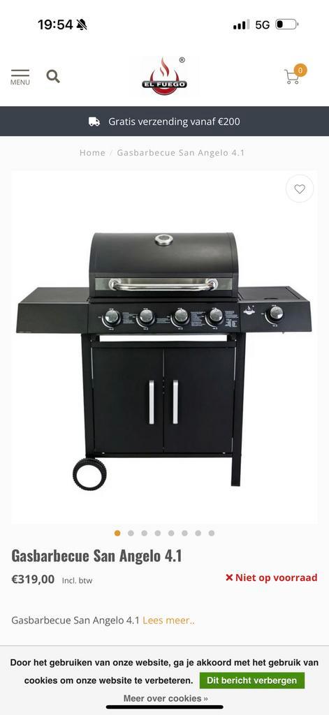 Gasbarbecue San Angelo 4.1, Tuin en Terras, Gasbarbecues, Nieuw, Ophalen