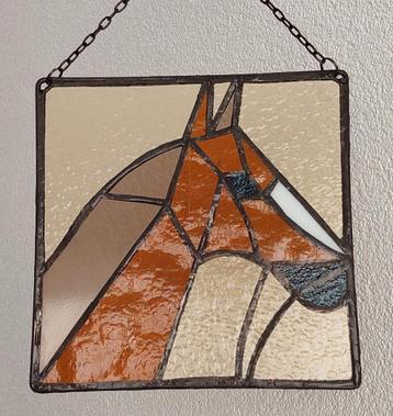 Raamhanger - glas in lood - tiffany - paard - 20 cm