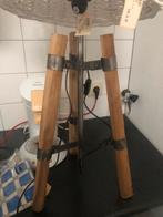 Houten Tripod Lamp met Witte Kap, Antiek en Kunst, Ophalen of Verzenden
