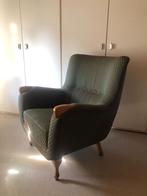 Retro Vintage 60’s stoel bokkenpootjes, houten armleuning, Huis en Inrichting, Fauteuils, Ophalen, Hout, Gebruikt, 75 tot 100 cm