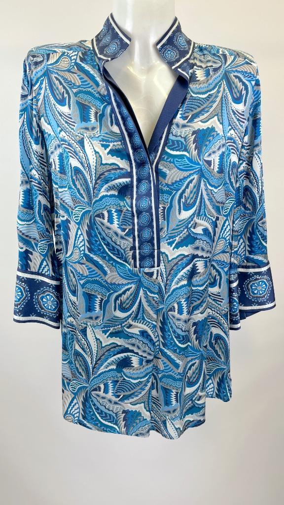 DEA KUDIBAL blauw wit zijde silk top  Maat M/L, Kleding | Dames, Tops, Zo goed als nieuw, Maat 38/40 (M), Blauw, Lange mouw, Ophalen of Verzenden