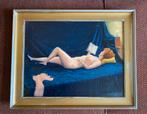Liggend naakt met boek lezende vrouw lezend naakt, Antiek en Kunst, Ophalen of Verzenden