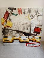 Print op canvas New York taxi's 80 x 80 cm, Huis en Inrichting, Woonaccessoires | Schilderijen, Tekeningen en Foto's, Ophalen