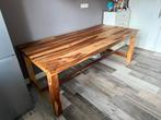 Grote zware houten eettafel 220x100 cm, Ophalen, Zo goed als nieuw, Hout