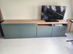 IKEA Besta dressoirkast b-240 cm eiken / grijsgroen, 25 tot 50 cm, 200 cm of meer, Zo goed als nieuw, Ophalen