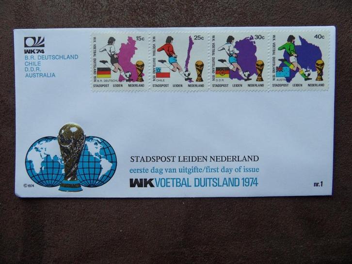 Eerste dag enveloppe stadspost Leiden – WK74, Postzegels en Munten, Postzegels | Eerstedagenveloppen, Onbeschreven, Nederland