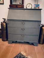 Mooi mat grijs houten bureau buro secretaire 90x40x104 H €75, Ophalen of Verzenden, Zo goed als nieuw