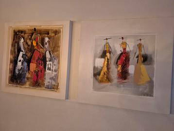 Twee Abstracte Schilderijen beschikbaar voor biedingen