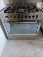 Etna Gasfornuis 90cm RVS 5pits met wok, Ophalen, Gebruikt, 60 cm of meer, Energieklasse A of zuiniger