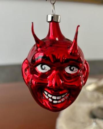 Vintage Glaswerkstätten Lauscha Krampus duivel kerstbal 2 beschikbaar voor biedingen