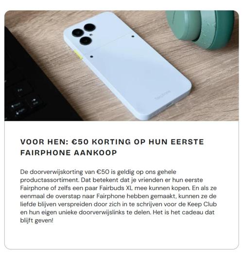 50 euro korting op fairphone, Tickets en Kaartjes, Kortingen en Cadeaubonnen, Drie personen of meer, Overige typen, Kortingsbon