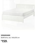 Songesand bedframe Ikea, Ophalen, Wit, Tweepersoons, 140 cm