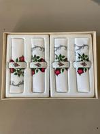 Vintage doos servetten en servetringen roos, Ophalen of Verzenden